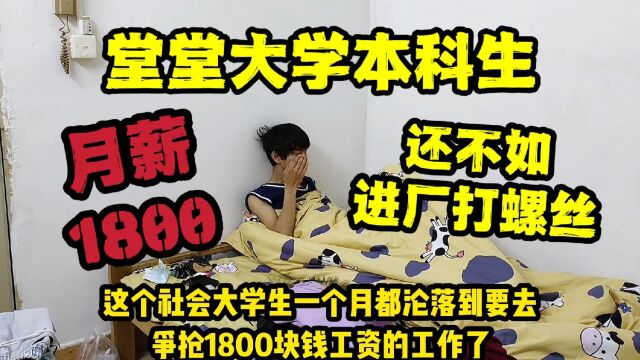 本科生一个月工资才1800,工厂打螺丝都有5000,这大学真是白读了