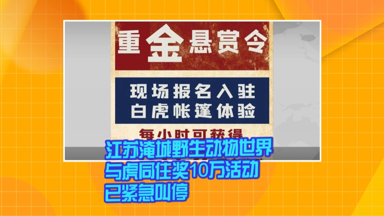 江苏淹城野生动物世界与虎同住奖10万活动已紧急叫停