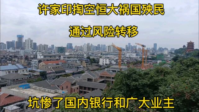 许家印掏空恒大祸国殃民,通过风险转移,坑惨了国内银行和广大业主