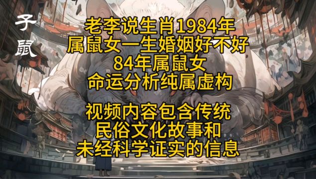 老李说生肖1984年属鼠女一生婚姻好不好 84年属鼠女命运分析纯属虚构