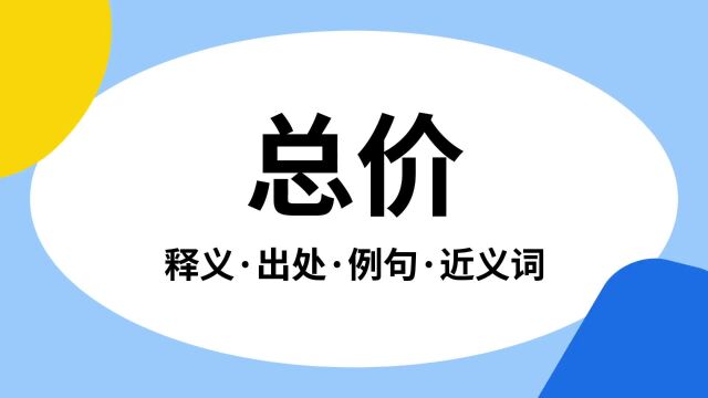 “总价”是什么意思?