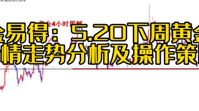 金易得5.20黄金下周行情分析及操作策略