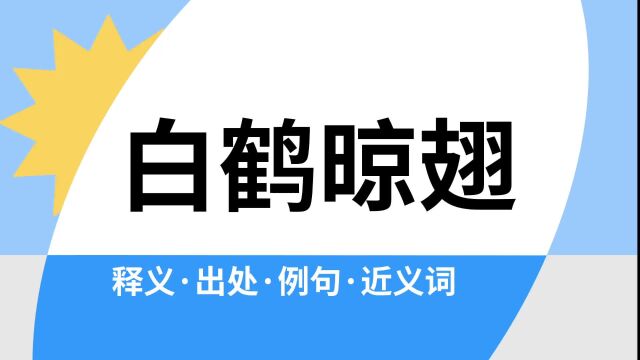 “白鹤晾翅”是什么意思?