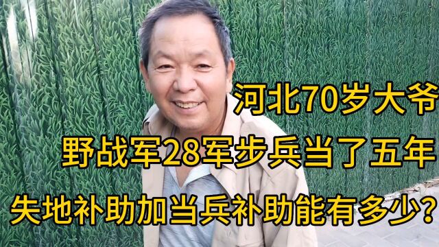 河北70岁大爷,野战军28军步兵,失地补助加当兵补助能有多少钱?