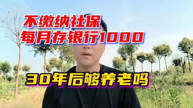 不缴纳社保,每月存银行1000,30年后够养老吗?