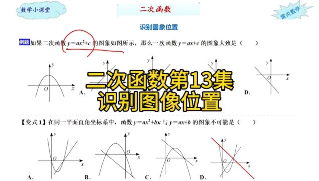 二次函数第13集,识别二次函数图像位置