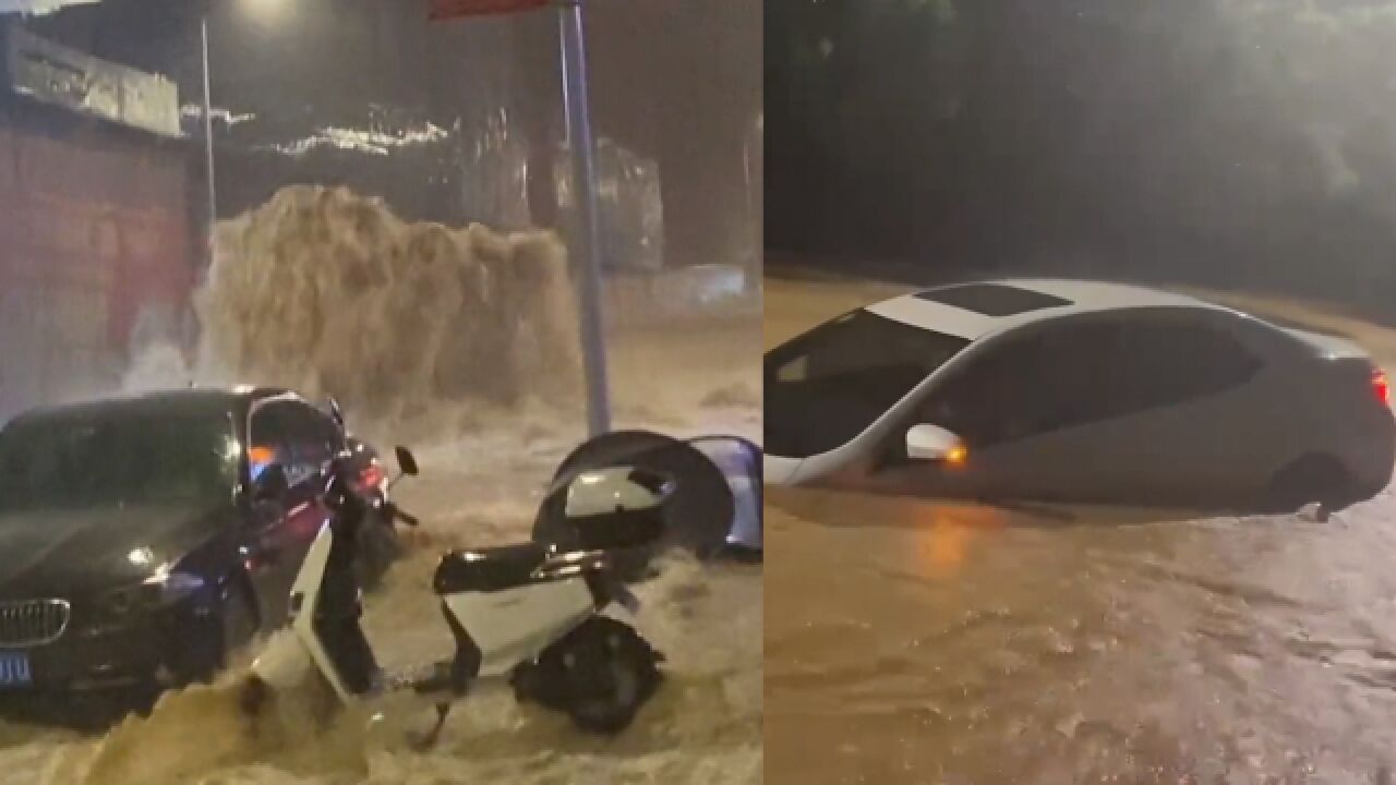 福建暴雨 地下水井喷形似喷泉 一辆消防车坠河5人失联 官方:搜救中