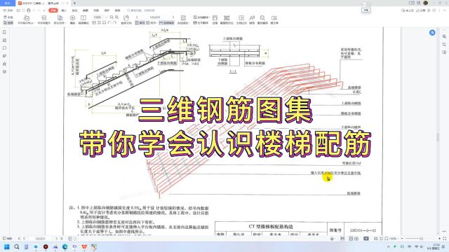 楼梯钢筋三维图集:直观的认识不同类型楼梯的钢筋信息,例如上部纵向钢筋、梯板分布筋、下部纵向钢筋、弯锚长度