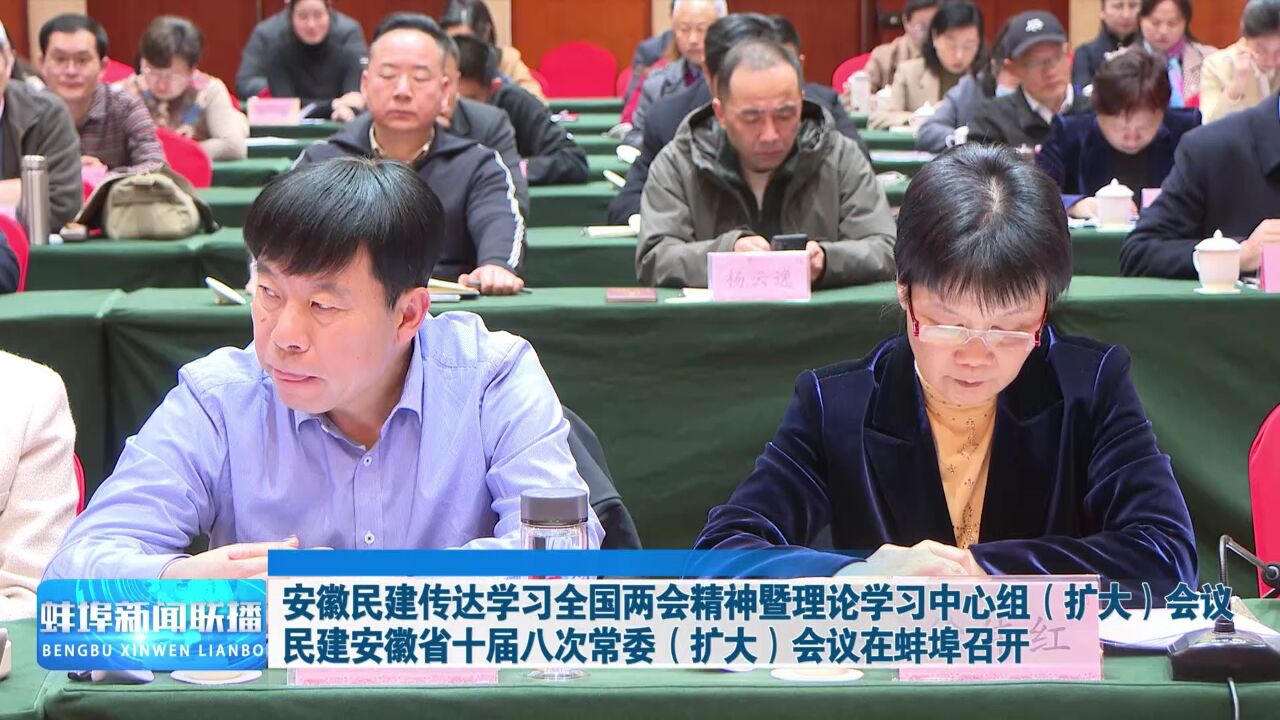 安徽民建传达学习全国两会精神暨理论学习中心组(扩大)会议、民建安徽省十届八次常委(扩大)会议在蚌埠召开