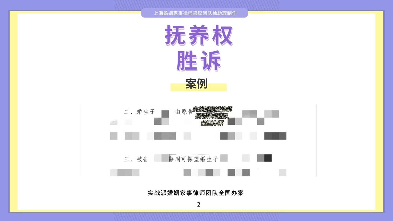 上海离婚律师梁聪律师团队原创:抚养权胜诉