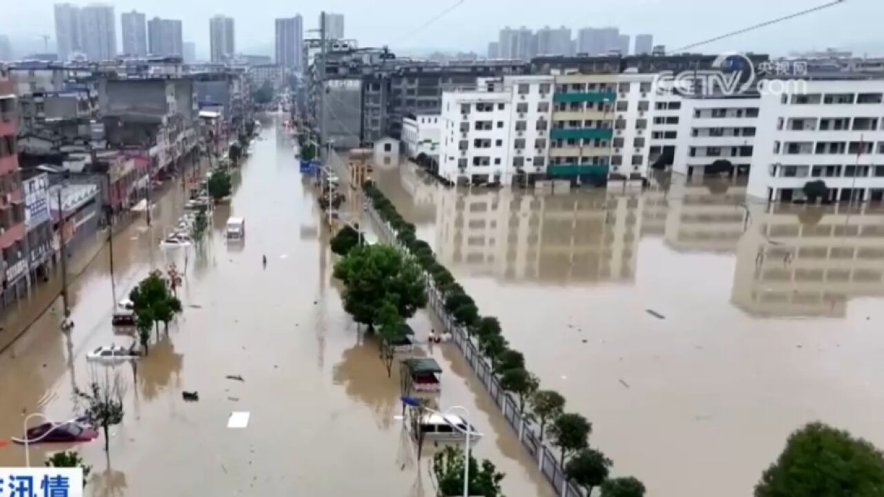 关注汛情,湖北崇阳:降雨致城区被淹,当地连夜转移被困居民