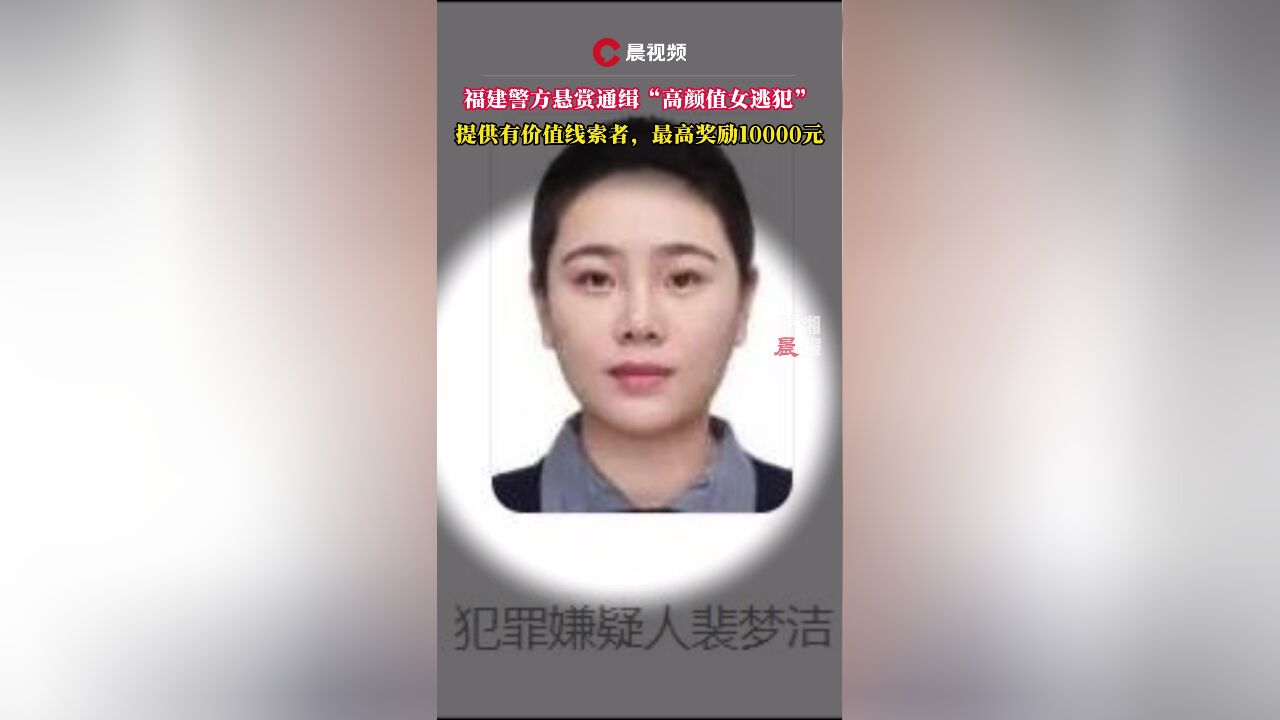 福建警方悬赏通缉“高颜值女逃犯”