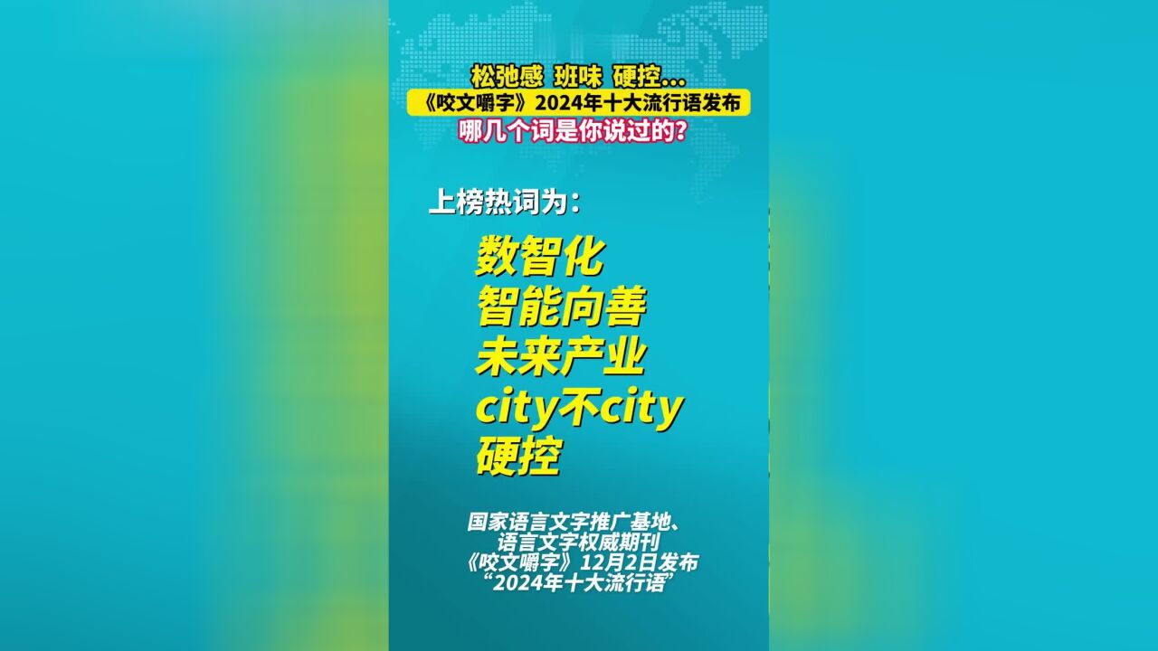 2024年十大流行语发布,松弛感,班味,硬控等入选