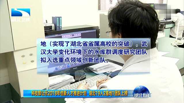 科技部公示2018年创新人才推进计划 湖北19人2基地1团队上榜