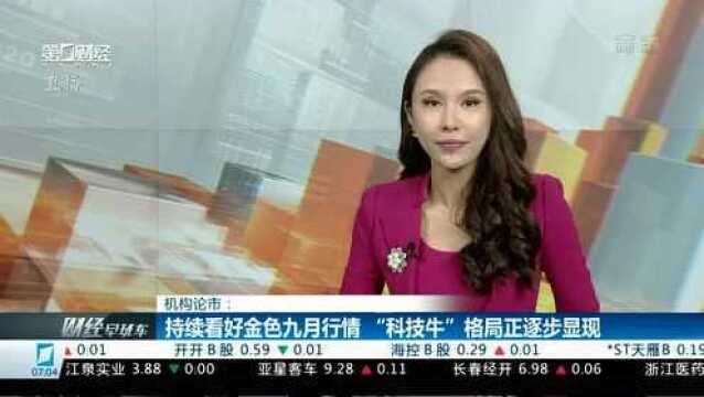 机构论市:持续看好金色九月行情“科技牛”格局正逐步显现