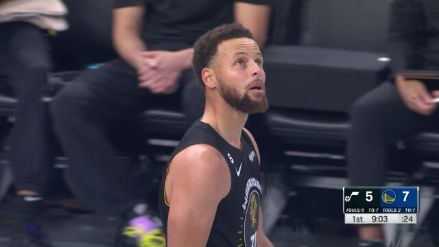 NBA常规赛：爵士vs勇士第1节英文原声回放