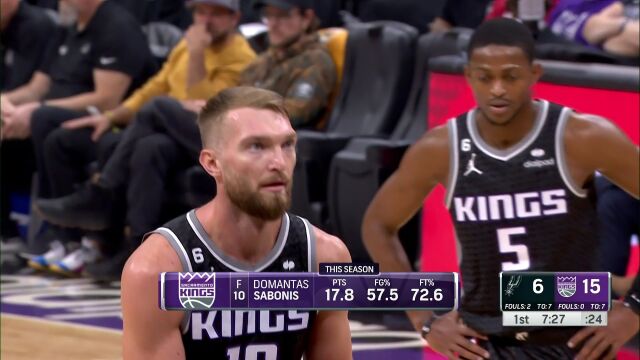  NBA常规赛：马刺vs国王第1节原声解说回放