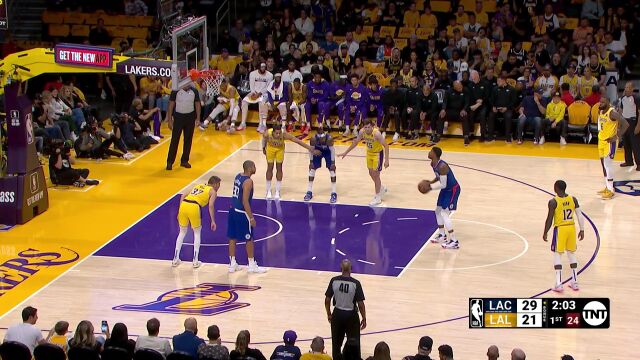 NBA常规赛：快船vs湖人第1节中文解说回放