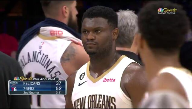 NBA常规赛：鹈鹕vs费城第2节英文原声回放