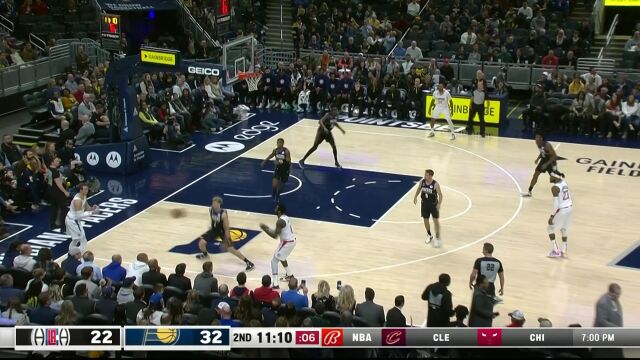  NBA常规赛：快船vs步行者第2节英文原声回放