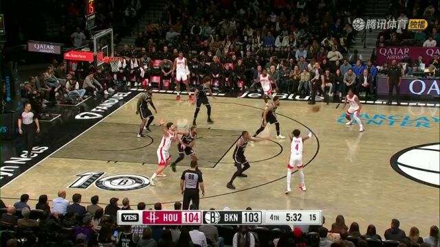  NBA常规赛：火箭vs篮网第4节英文原声回放