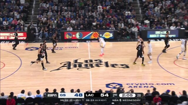 勇士vs快船第2节英文原声回放