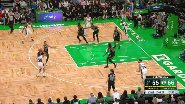 毫不犹豫接球就投 杰伦-布朗三分穿针朗福德照猫画虎以牙还牙