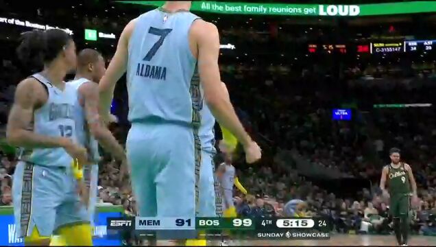 NBA常规赛：灰熊vs凯尔特人第4节中文解说回放
