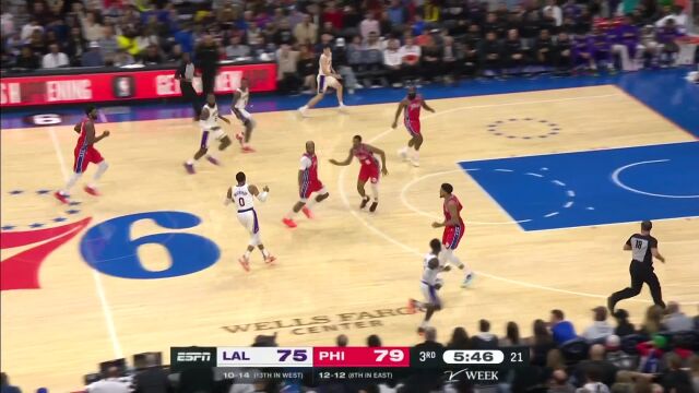 默契配合越过层峦叠嶂 威少连线詹姆斯快攻长驱直入