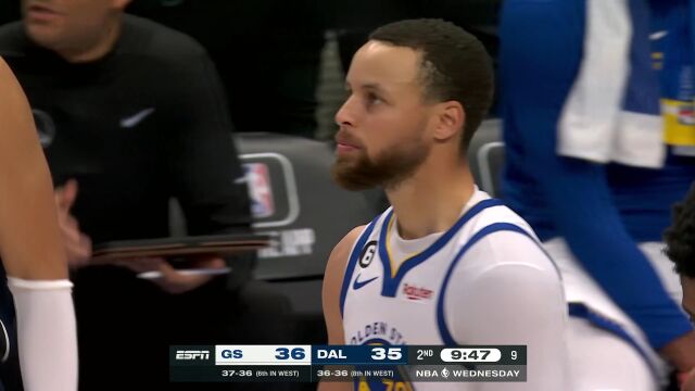  NBA常规赛：勇士vs独行侠第2节英文原声回放