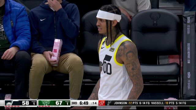 NBA常规赛：爵士vs雄鹿第3节中文解说回放