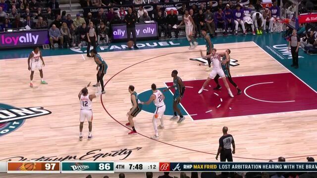 NBA常规赛：太阳vs活塞第4节 中文解说回放