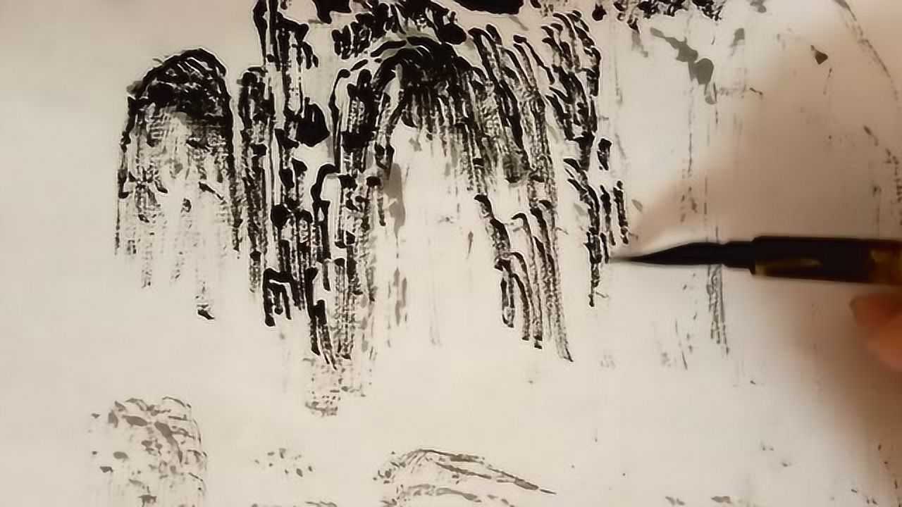国画破墨法画高山大川气势磅礴