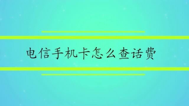 电信手机卡怎么查话费