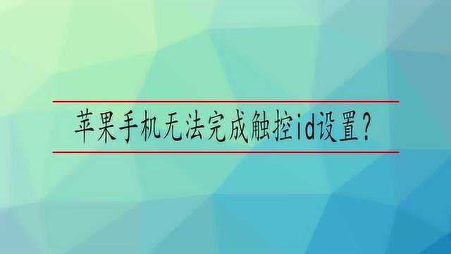 苹果手机无法完成触控id设置?