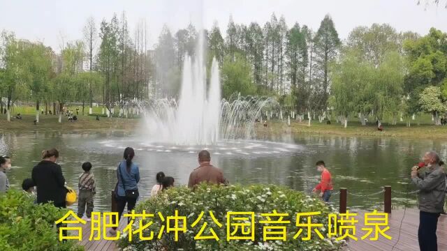 合肥市瑶海区花冲公园音乐喷泉景色美如画