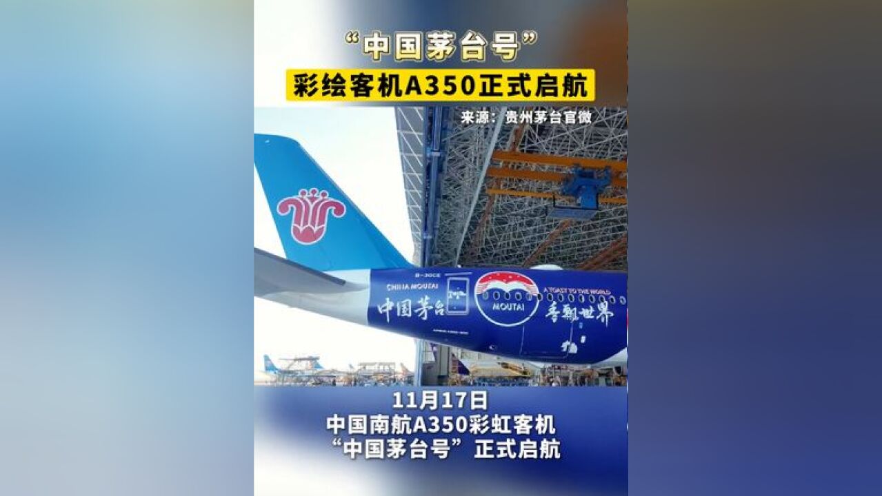 “中国茅台号”彩绘客机A350正式启航