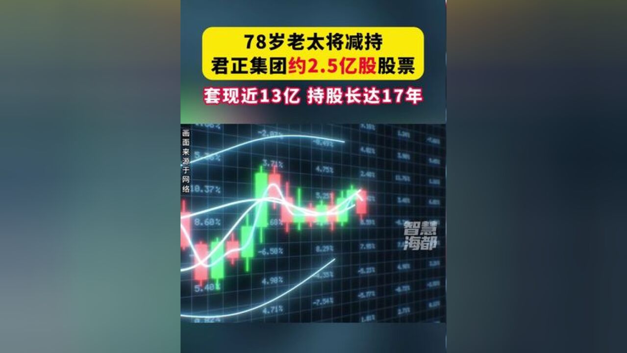 78岁老太将减持君正集团约2.5亿股股票,套现近13亿,持股长达17年