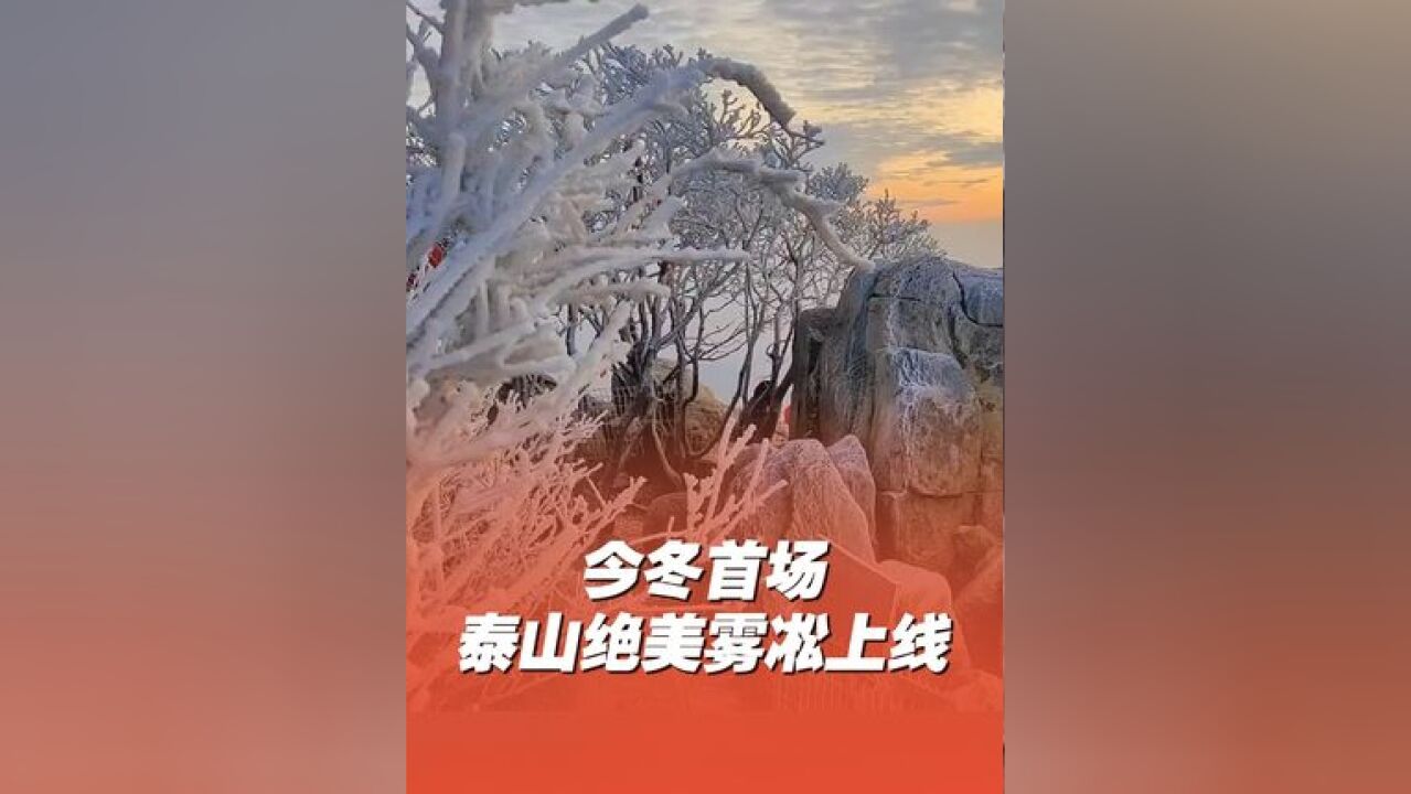 今冬首场泰山雾凇已上线 !11月20日,山东泰安,泰山山顶开启仙境模式,站在岱顶四望,玉山蜿蜒而卧,山岗银装素裹