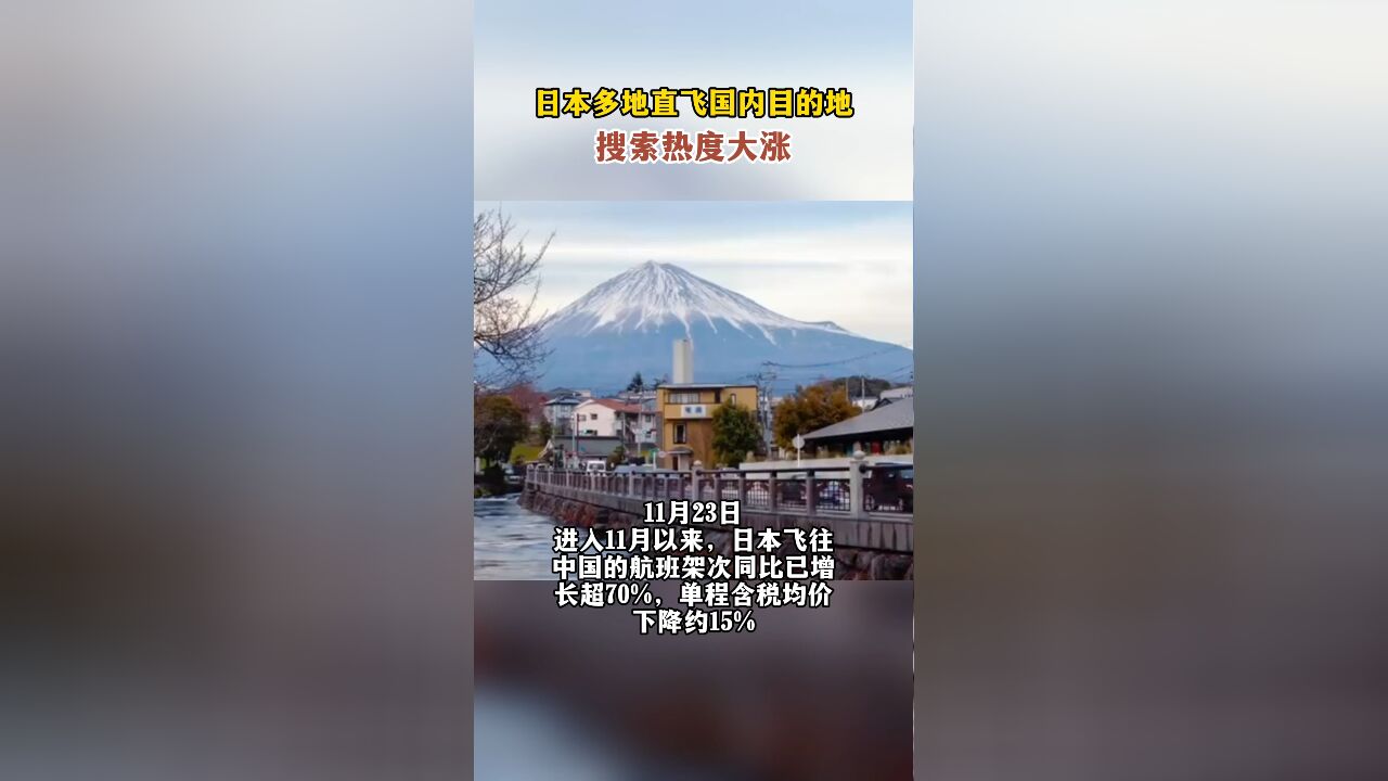 日本多地直飞国内目的地搜索热度大涨,机票最低不足千元