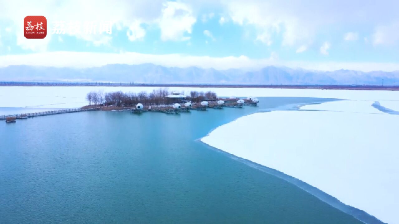 如梦幻仙!雪后宁夏沙湖玉阶银台挽碧水