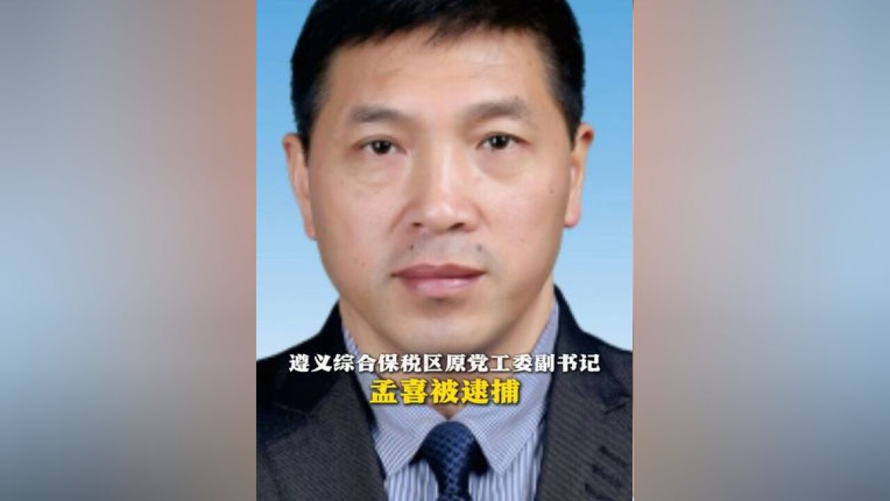 遵义综合保税区原党工委副书记孟喜被逮捕