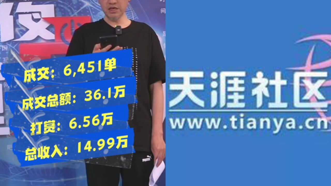 重启天涯直播7天7夜仅带货36万,利润14.99万:不会放弃