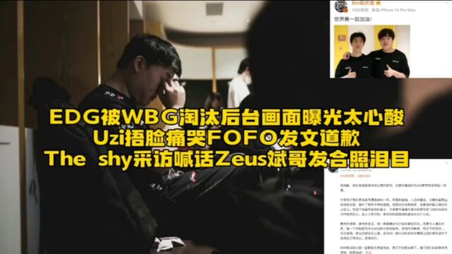 EDG被WBG淘汰后台画面曝光:队员表情沮丧Uzi捂脸痛哭,FOFO赛后发文道歉