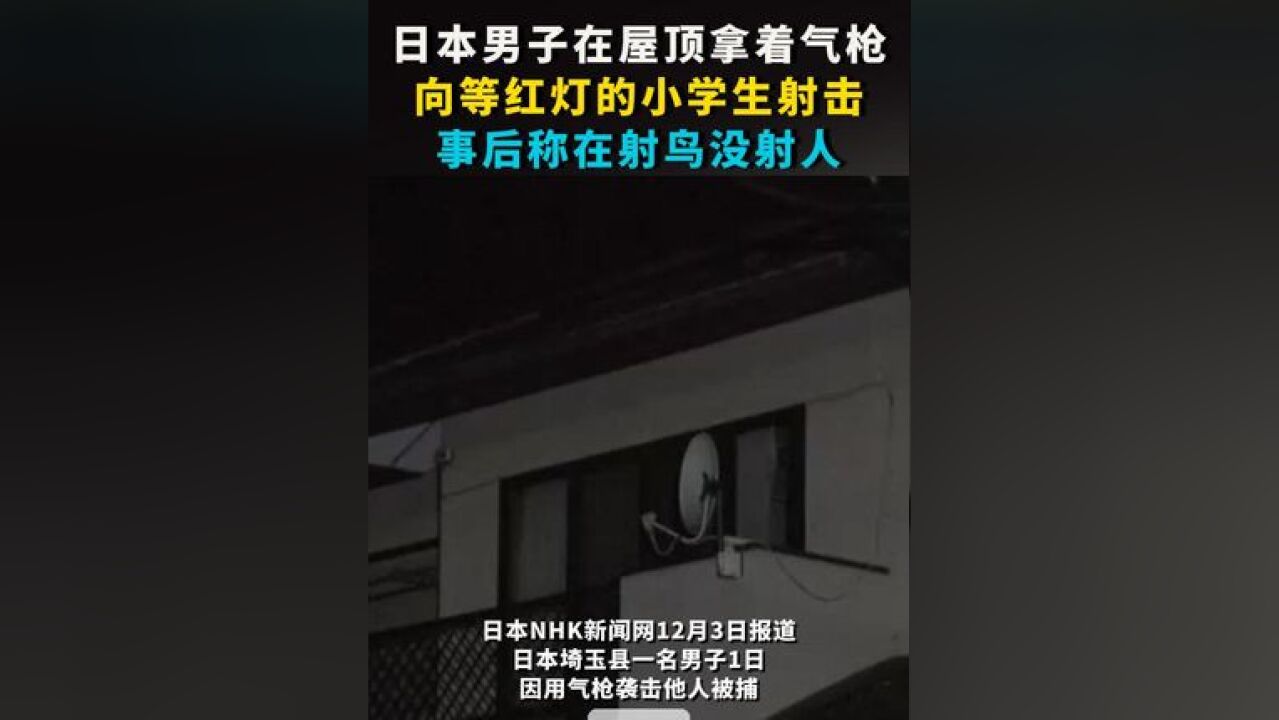 日本男子在屋顶拿着气枪 向等红灯的小学生射击 事后称在射鸟没射人