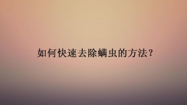 如何快速去除螨虫的方法?