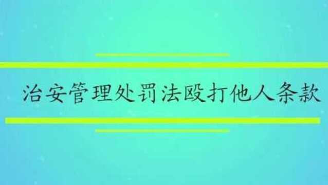 治安管理处罚法殴打他人条款