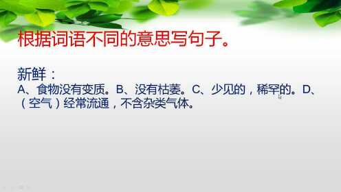 四年级语文根据词语不同意思造句