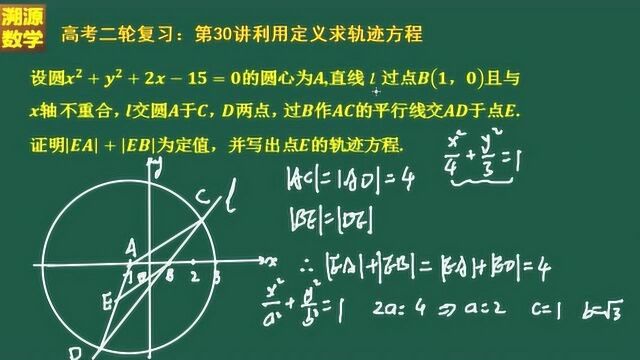 如何求椭圆的轨迹方程?黄老师视频讲解,定义法求轨迹注意特殊点