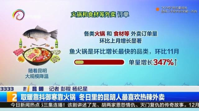 取暖靠抖御寒靠火锅 冬日里的昆明人最喜欢热辣外卖